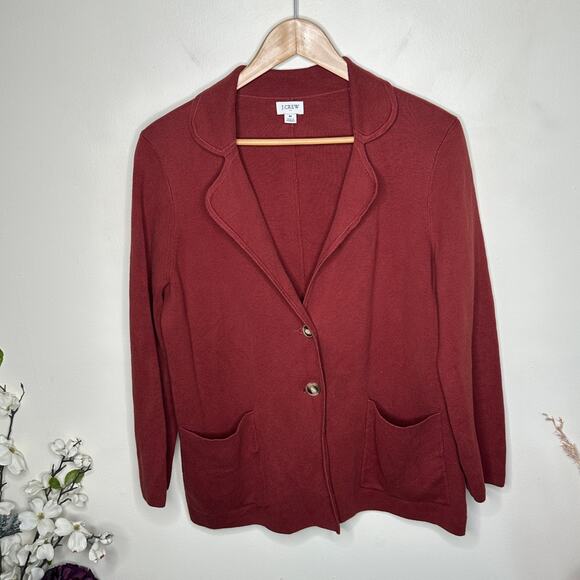 J. CREW Two Button Sweater Blazer Toasted Red Sz M {3P10} - Picture 3 of 7